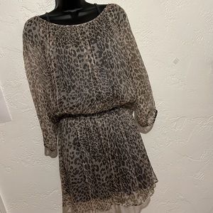 Akiko Pale Leopard Silk Dress, NWT